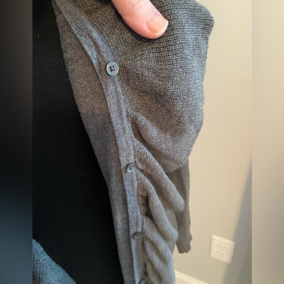 DKNYC small grey ruffle sweater cardigan- can be button - Picture 2 of 5